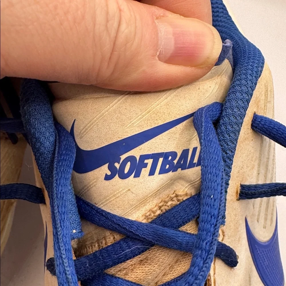 Nike LunarLon Dragon Softball Cleats Women’s Size 9 White Blue Metal Spikes